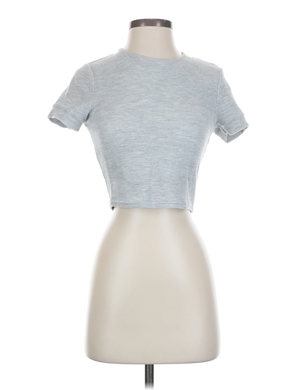 Alo Yoga Women’s Micro Waffle Sierra Cropped Short Sleeve Shirt Gray Size XS